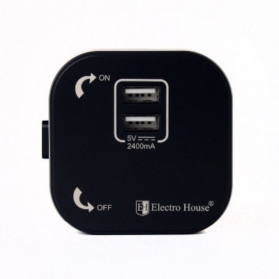 Розетка трековая двойная USB  Pandora Black (Черный) 2,4 А