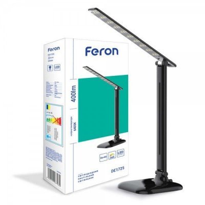 Светодиодная настольная лампа для школьника 9W 6400K Feron DE1725 черный 